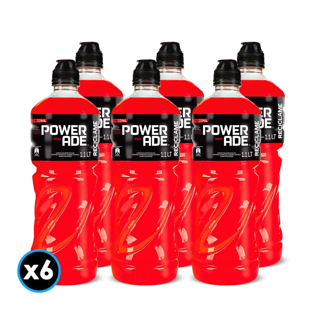 6x Bebida Isotónica Powerade Rojo 1.1 Litros _1
