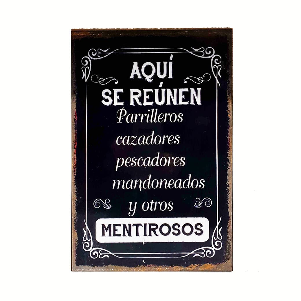 Afiche Aquí se Reúnen: ... Metálico 20 x 30 cm._1