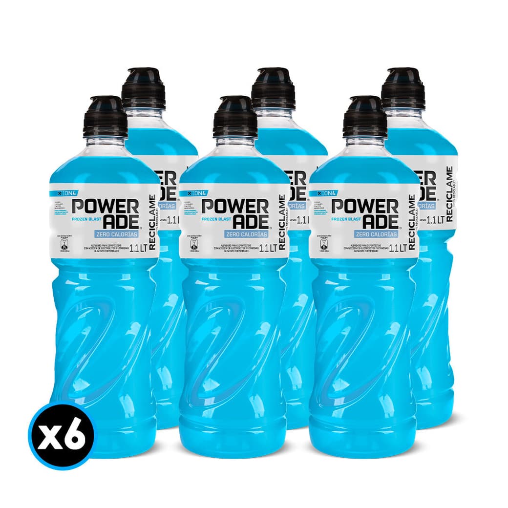 6x Bebida Isotónica Powerade Frozen Blast Zero 1.1 Litros_1
