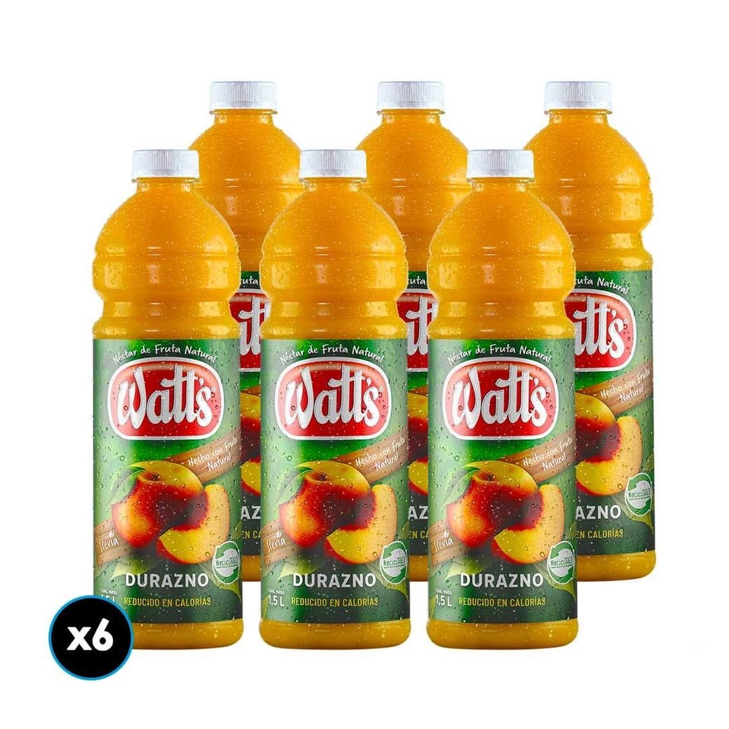 CAJA JUGO WATTS DURAZNO: 6x Jugos Watts Durazno 1,5 Litros_1