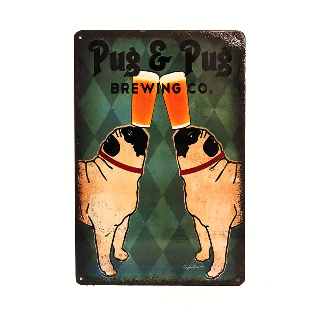 Afiche Pug & Pug Brewing Co. Metálico 20 x 30 cm._1